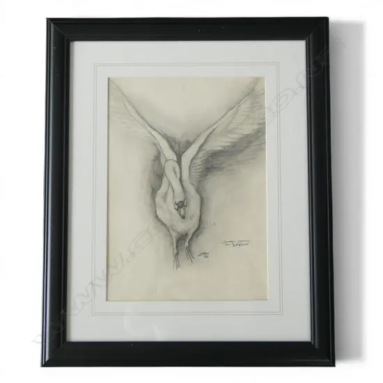 BRIAN JAMES (b. 1945) SWAN DETAIL FOR 'LEDA' PENCIL ON PAPER, SIGNED & DATED '64 360x260mm