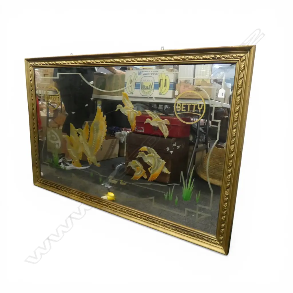 ETCHED MIRROR w. DUCK DESIGN 875X1380MM Image 1++