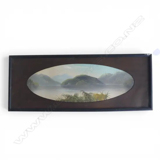 J. NESBIT, COLONIAL LAKE LANDSCAPE, OIL ON BOARD 165x470mm 