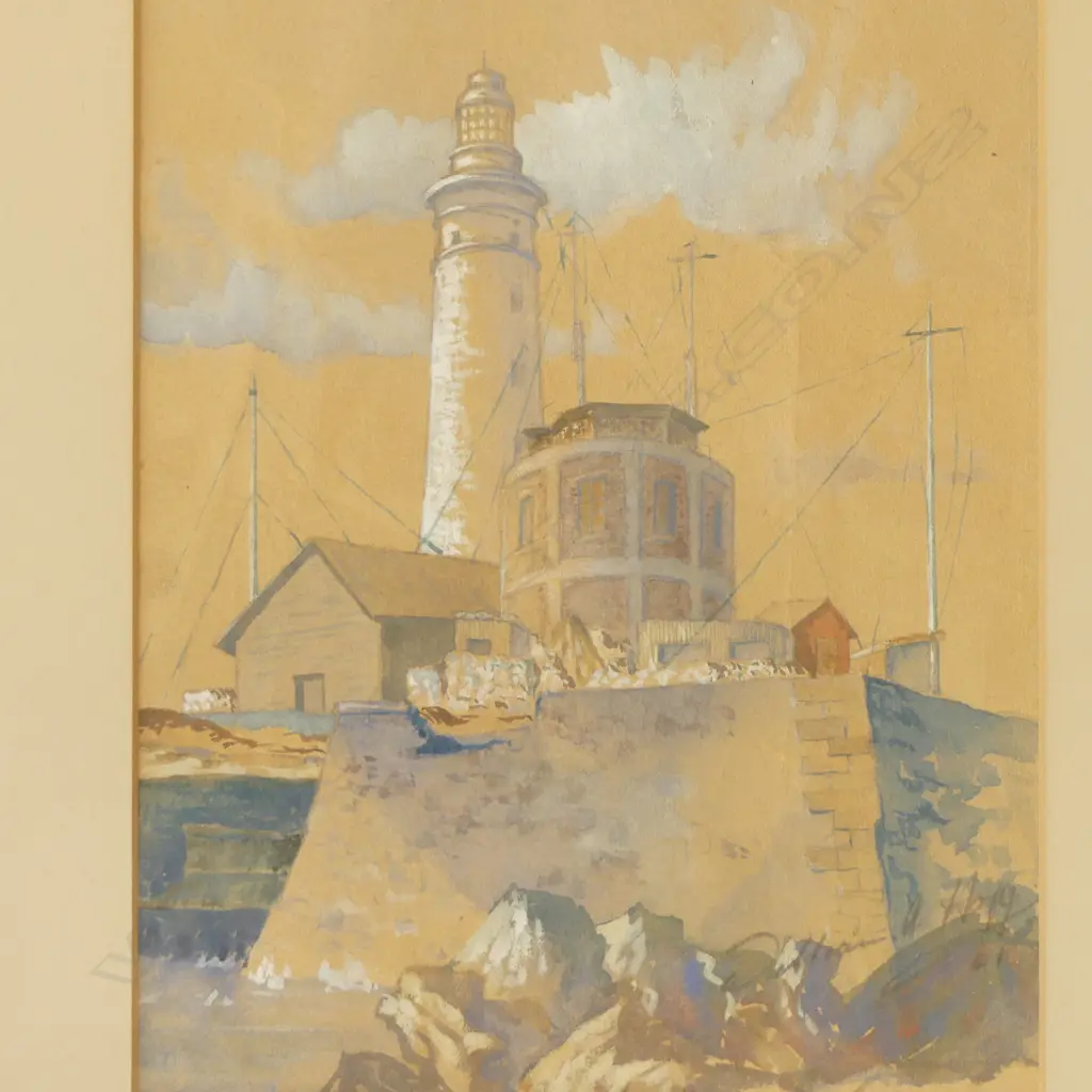 SIGNED WATERCOLOR PAINTING, LIGHTHOUSE SCENE,250 x 170mm Image 1++