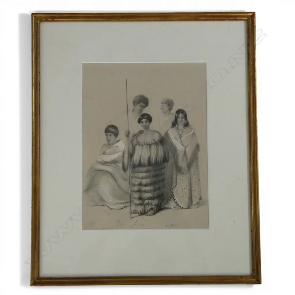 GEORGE FRENCH ANGAS PRINT, A GROUP AT THE TE ARO PAH, 320x240mm Image 1++