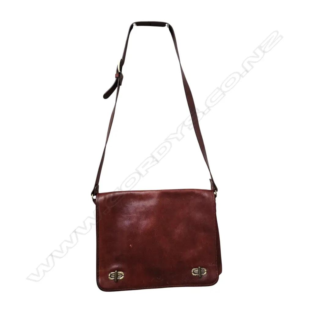 VERA PELLE BROWN LEATHER MESSENGER BAG - MADE IN ITALY Image 1++