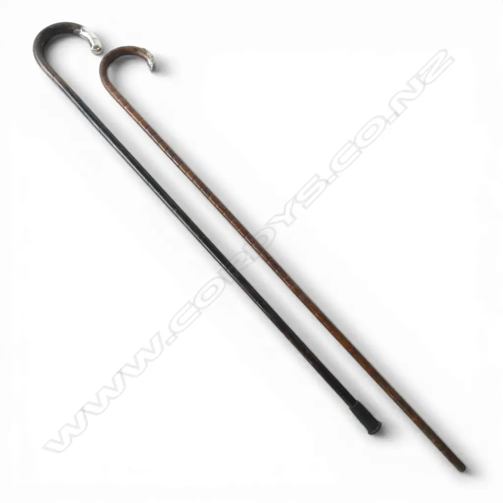 2 WALKING STICKS w. STG SILVER CAPS L.900mm Image 1++