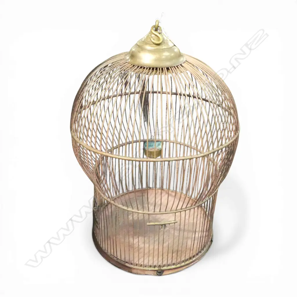 LRG VINTAGE BRASS TOPPED METAL BIRDCAGE, H.800 x Dia.500mm Image 1++