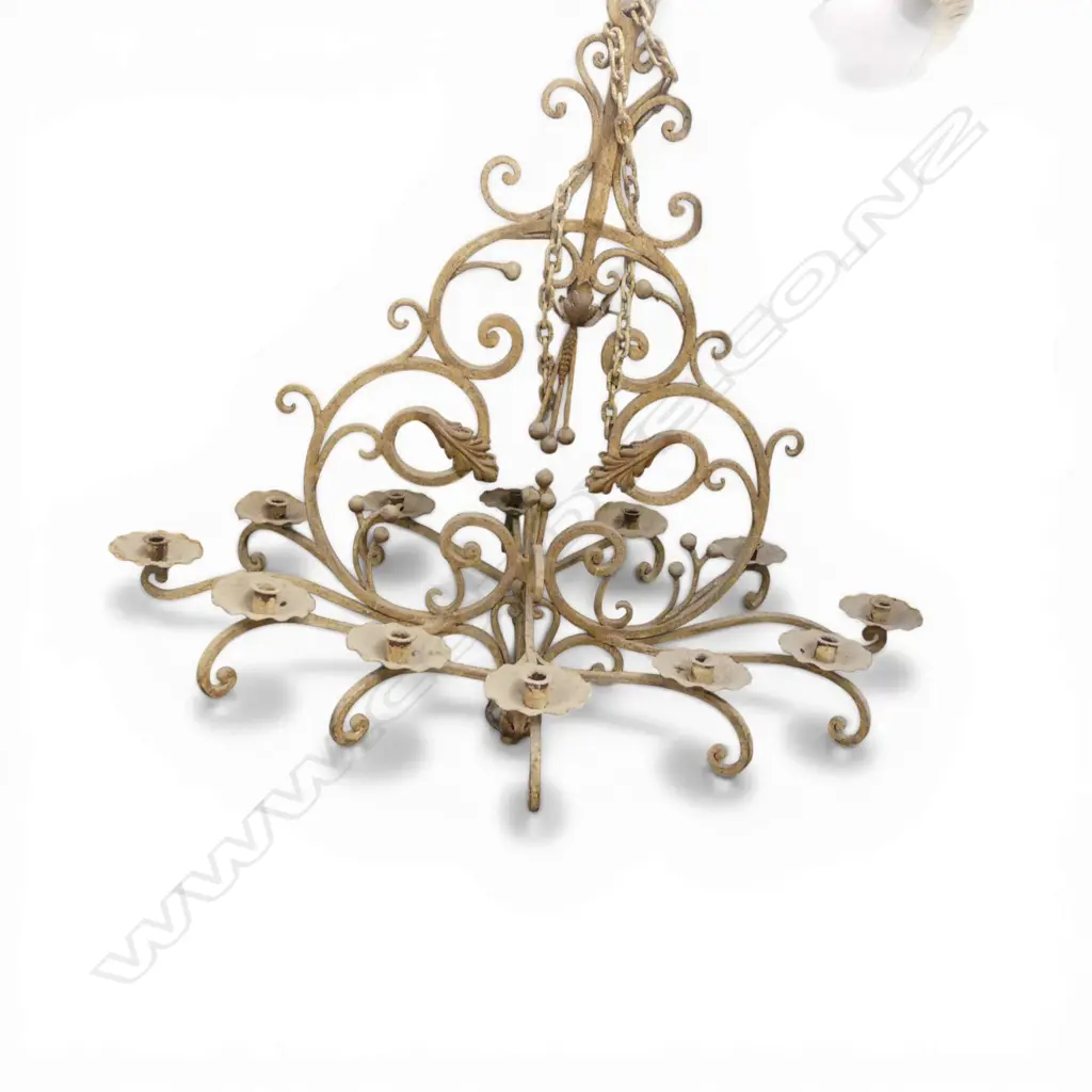 12 LIGHT WROUGHT IRON CANDLE CHANDELIER H.930mm Image 1++