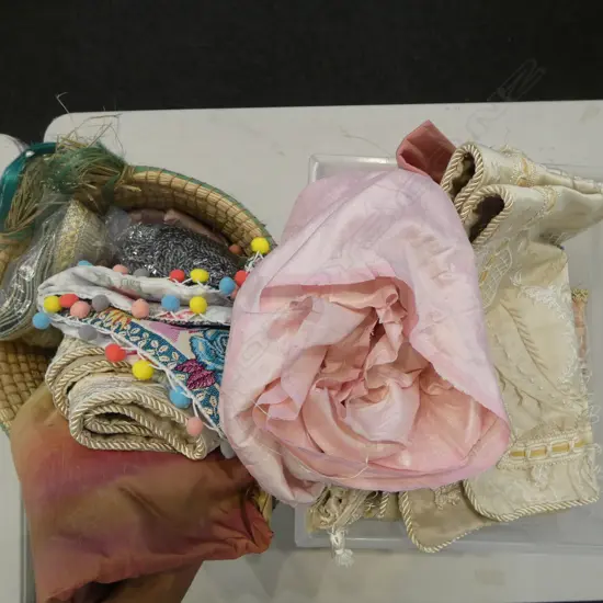 2 BOXES ASST. FABRICS & TRIMS