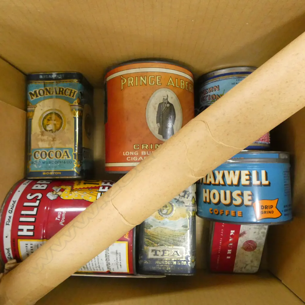 ASST. OLD TINS + CARDBOARD MILK TOKENS Image 1++