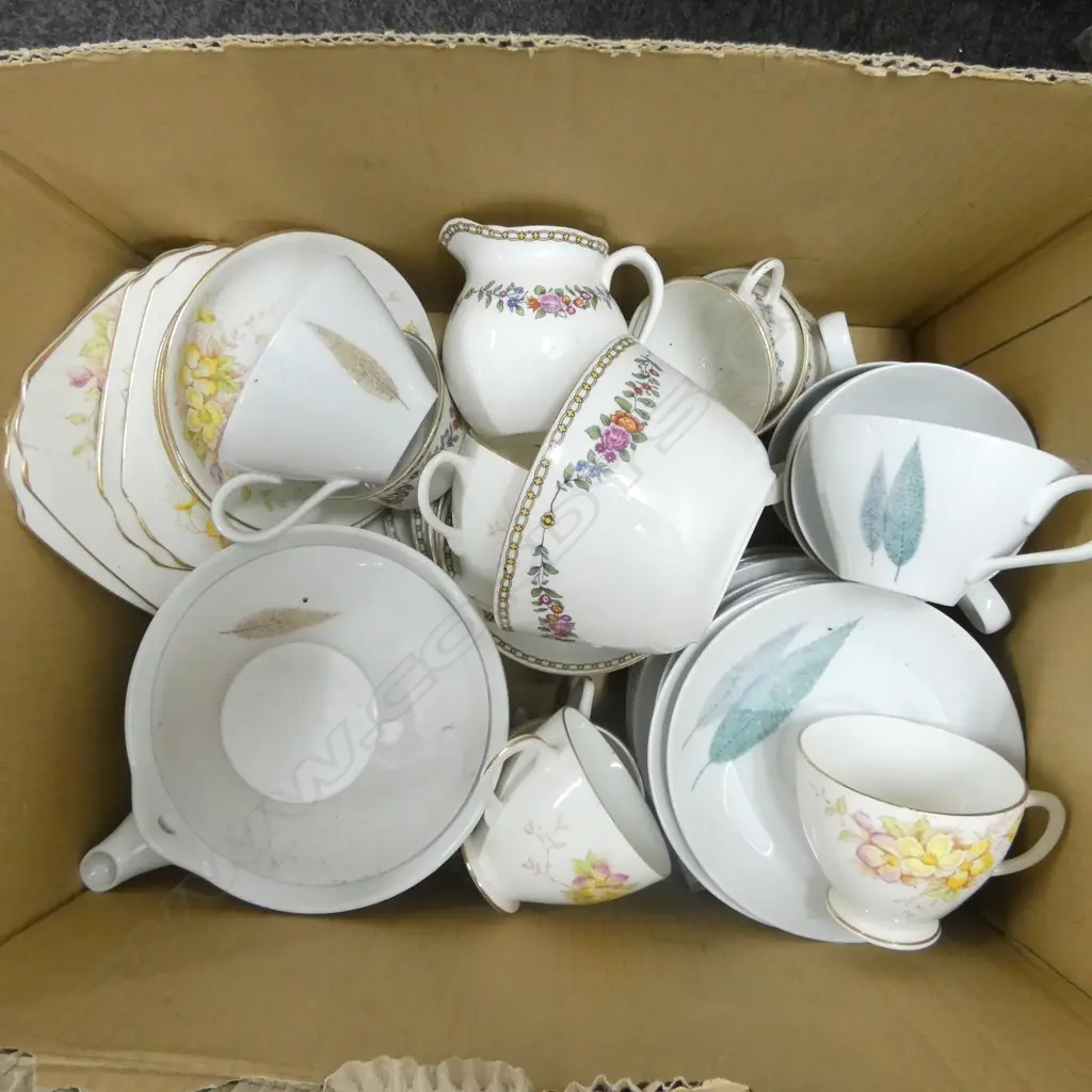 BOX LOT PART TEASETS AYNSLEY NORITAKE ETC. Image 1++