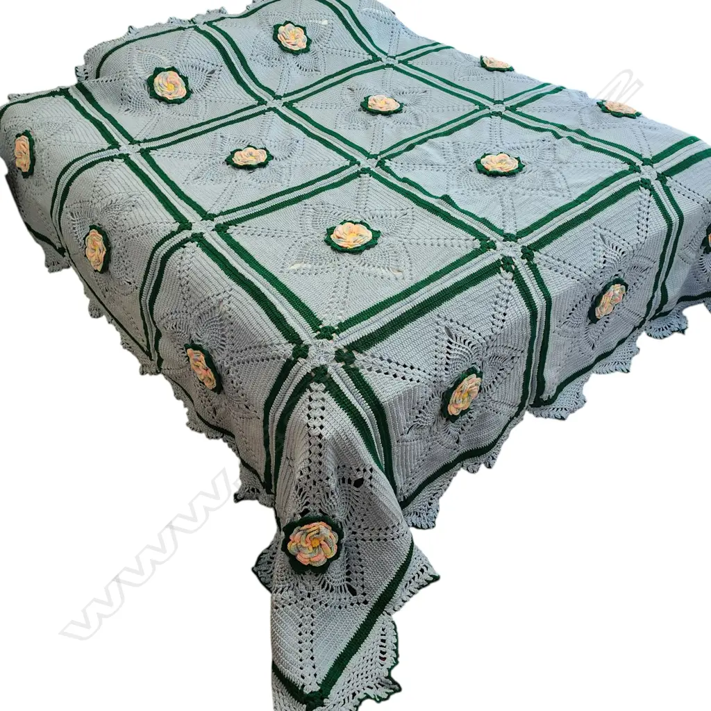 CROCHET BLANKET, FLORAL EMBELLISHMENT 3000 x 2100 cm Image 1++