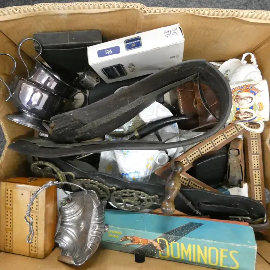 HORSE BRASSES, CHINA, FLY BOX, GAMES ETC