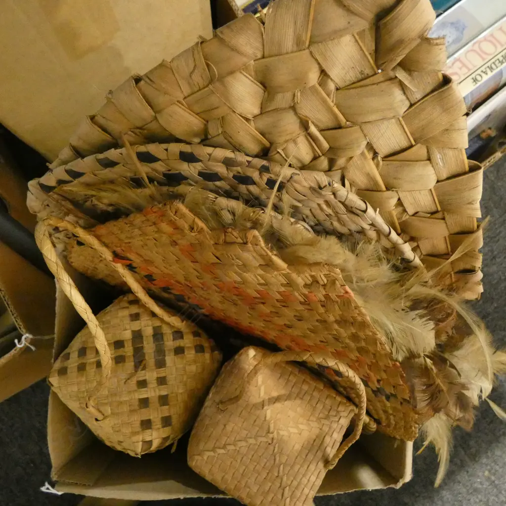 ASST. ETHNIC WOVEN FANS, SHELL NECKLACES, BAGS Image 1++