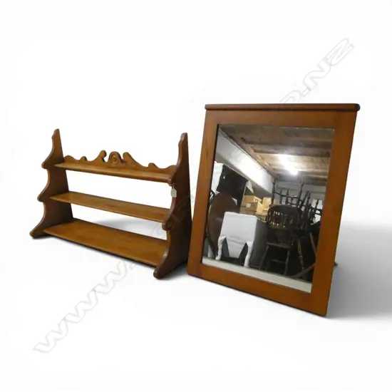 WOODEN SHELF + MIRROR 