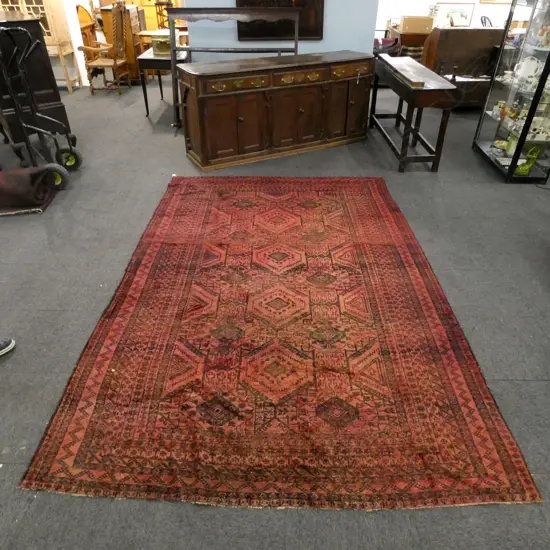 LG HAND KNOTTED ALL WOOL AFGHAN ERSARI TURKOMAN RUG C.1900 EX FABLES 3250x2100mm minor damage