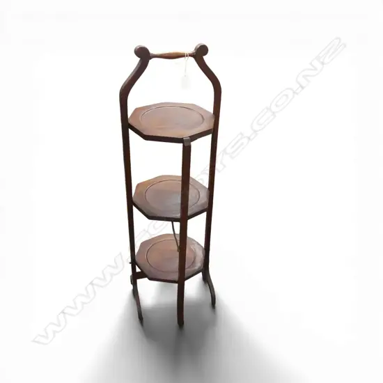 3 TIER MAHOGANY FOLDING CAKE STAND H.875mm