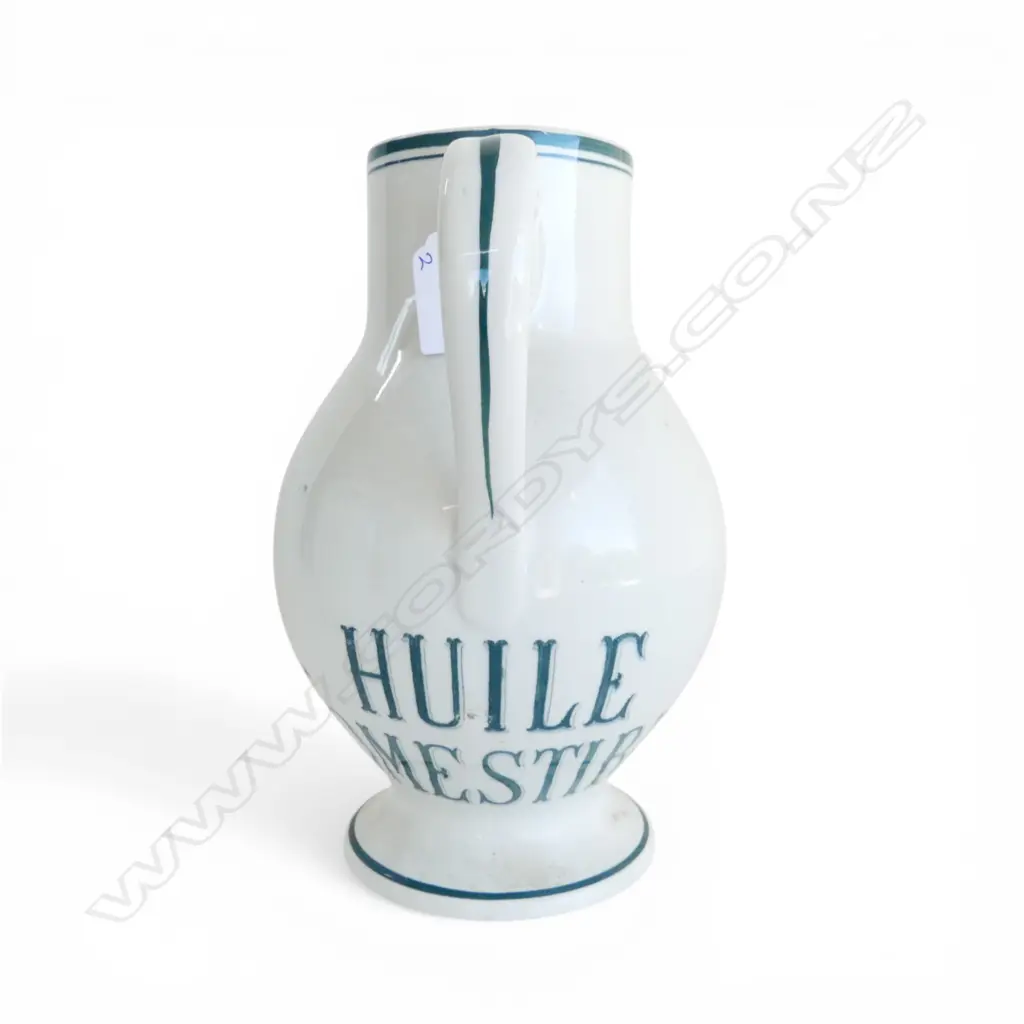 FRENCH LIDDED CONTAINER 'MIEL' H.275mm & JUG 'HUILE COMESTIBLE' Image 1++
