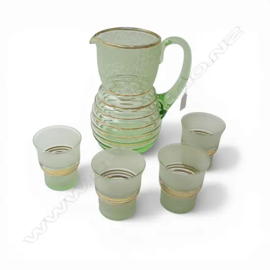 URANIUM PITCHER JUG H.230mm + 4 TUMBLERS