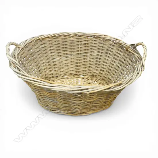 VINTAGE WOVEN WICKER STORAGE/ LAUNDRY BASKET, L.670mm, W.530mm