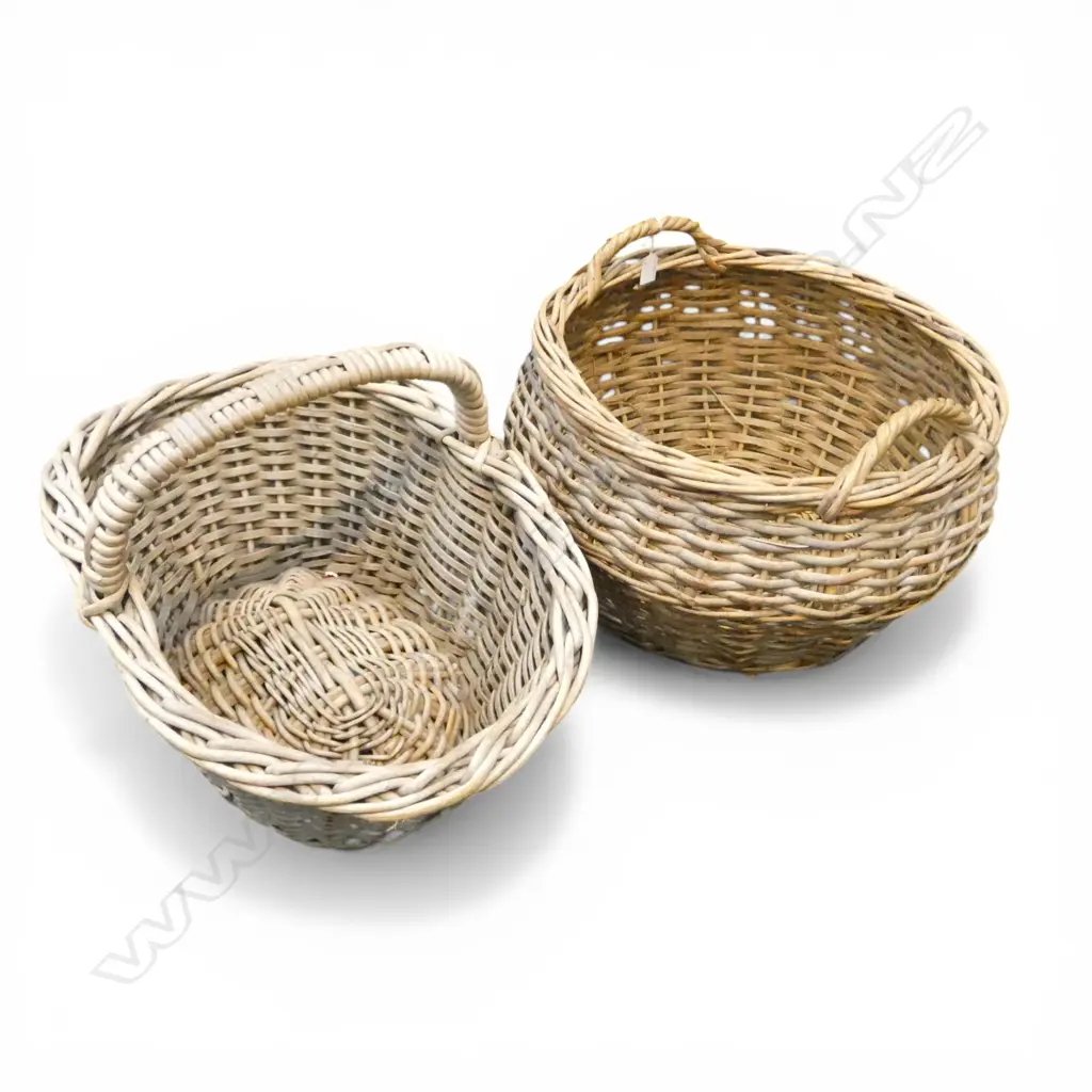2 LG WOVEN CANE BASKETS W.610mm Image 1++