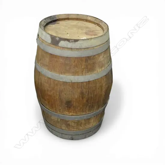 VINTAGE OAK WINE BARREL EX. COOPERS CREEK VINEYARD MAKER’S STAMP, H.610mm