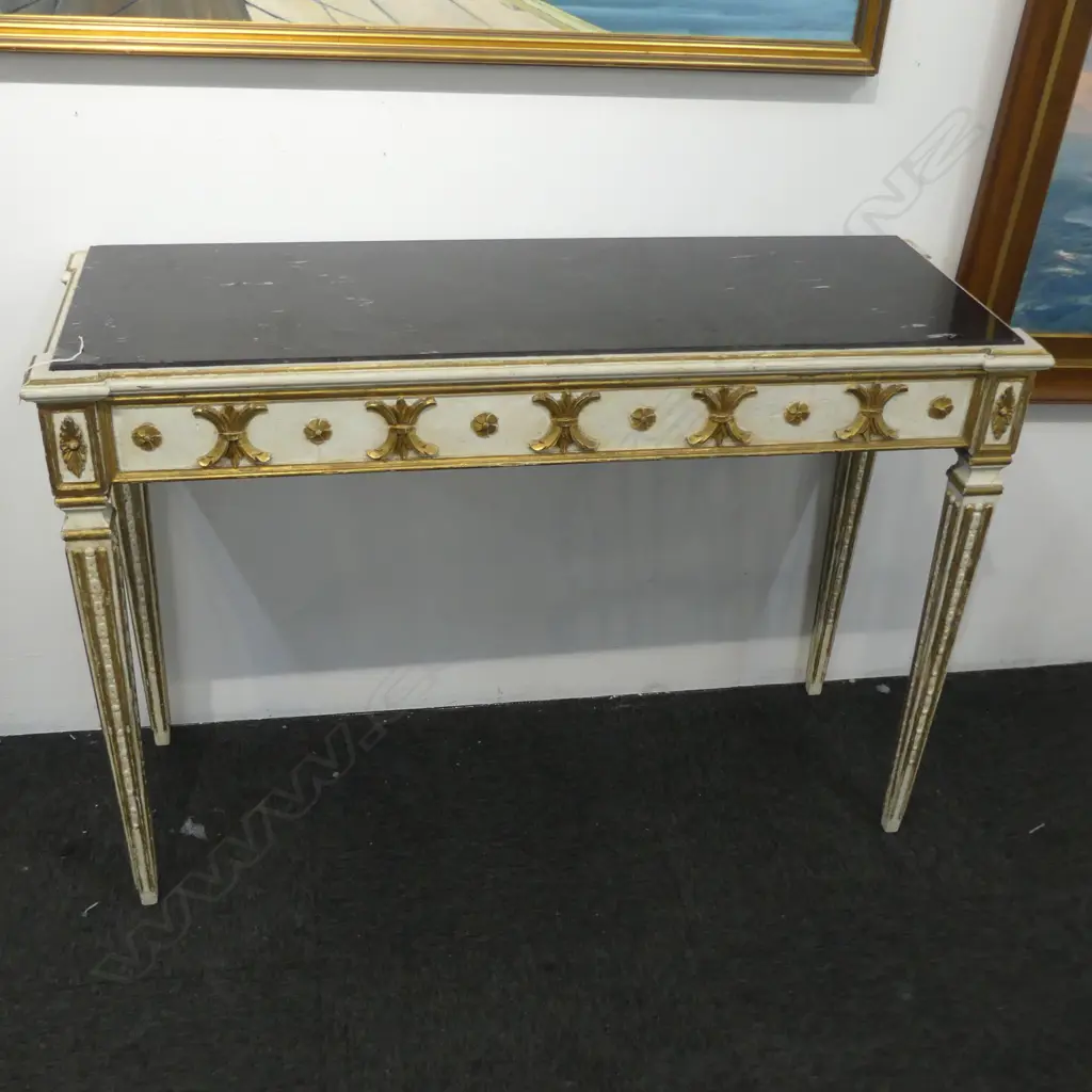 FRENCH TABLE w. BLACK MARBLE TOP 1160x415x795mm Image 1++