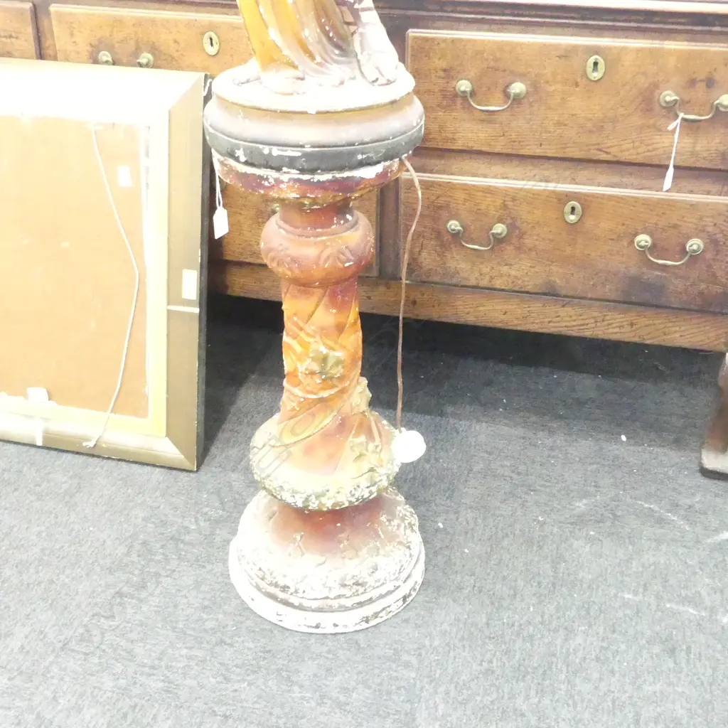 CLASSICAL PLASTER FIGURE (WIRED AS LAMP) H.1100mm FAULTED + PLASTER PLINTH H.700mm Image 1++