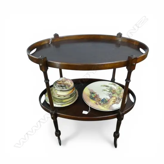 2 TIER MAHOGANY DRINKS TROLLEY H.745mm