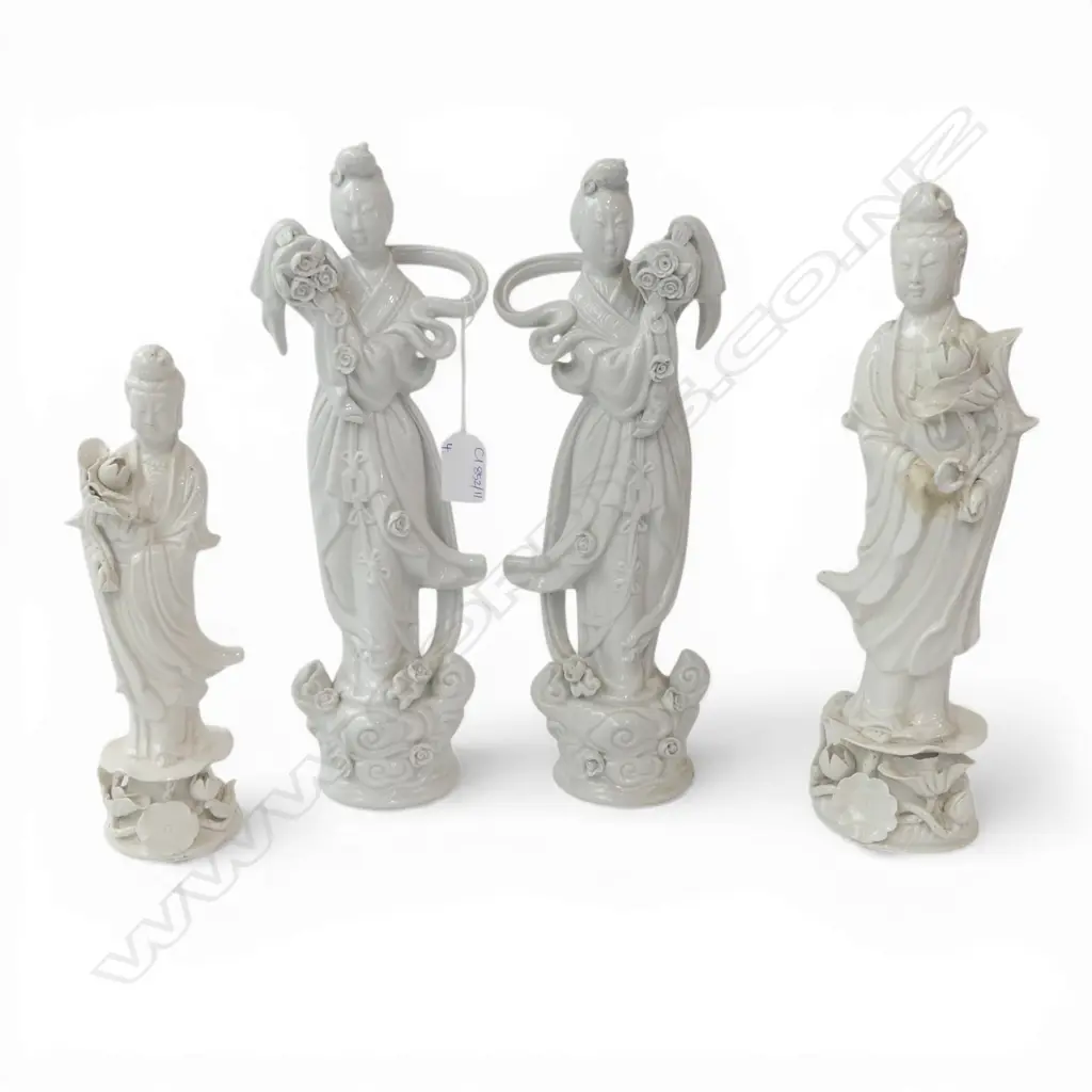 4 CHINESE BLANC DE CHINE FIGURINES (PR + 2) H.315mm Image 1++
