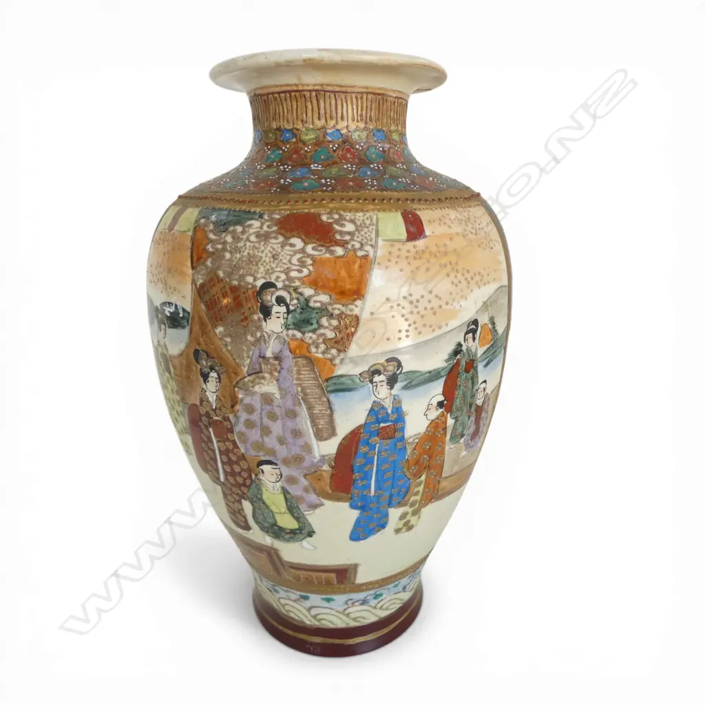 VINTAGE SATSUMA VASE small repair to rim H.270mm Image 1++