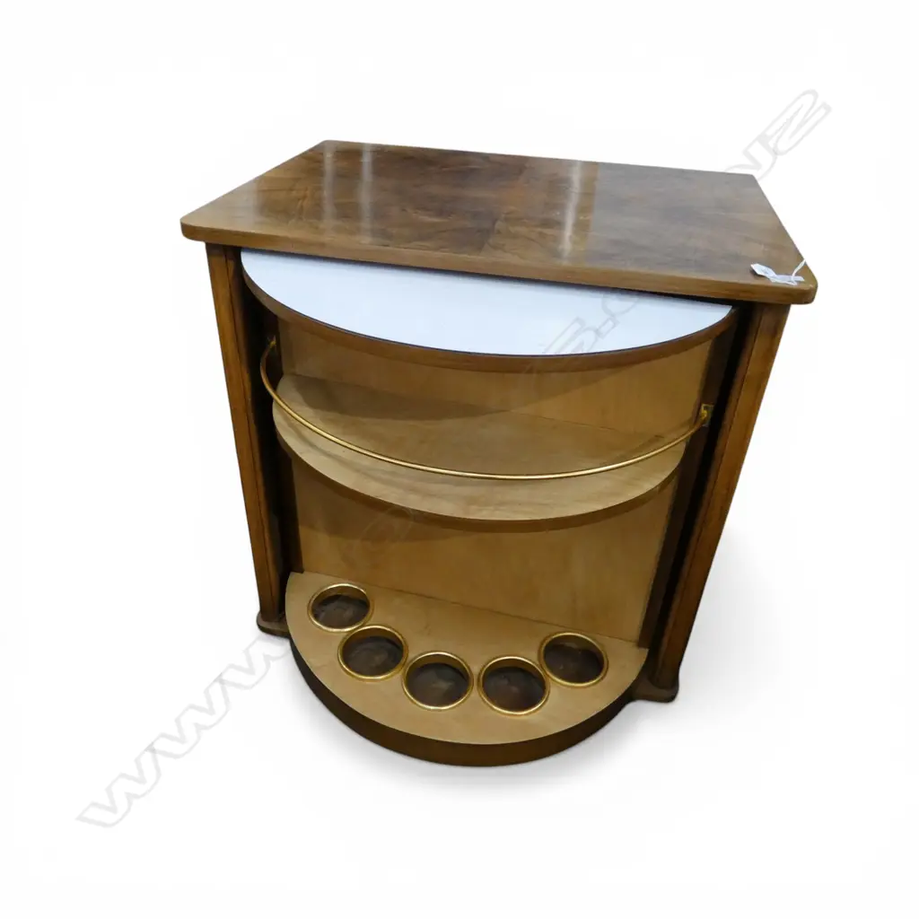 FRENCH ART DECO ROTATING COCKTAIL CABINET ON CASTERS 745x540x790mm Image 1++