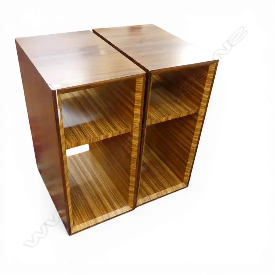 PR BEDSIDE CABINETS BY TERRY NEALE FURNITURE, MACASSAR EBONY EXTERIOR, ZEBRANO INTERIOR 300x450x640mm