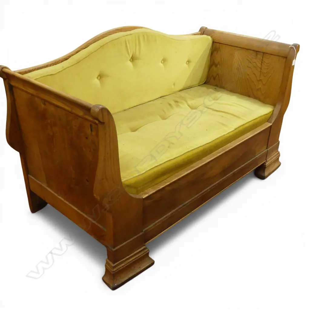 EARLY 20thC FRENCH OAK DAYBED squabs needs reupholstery 1550x900x710mm Image 1++