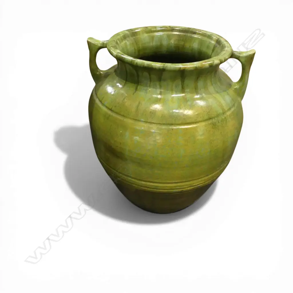 MOTTLED GREEN GLAZE BALUSTER VASE H.460mm Image 1++