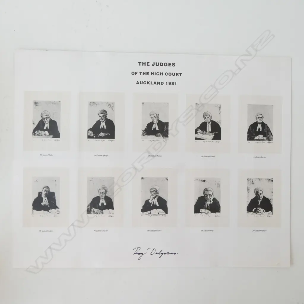 ROY DALGARNO 'THE JUDGES OF THE AUCKLAND HIGH COURT 1981' 10 ENGRAVINGS + COVER SHEET IN FOLIO 81/100 520x400mm... Image 1++