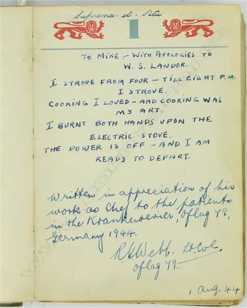 A WWII POW log book of Lieut. Kenneth Joseph Michael Payne Image 1++