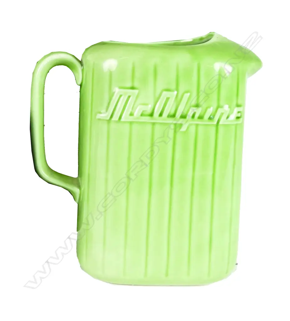 A Crown Lynn 'McAlpine' green glazed fridge jug Image 1++