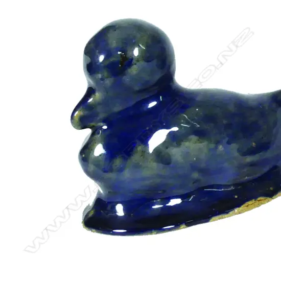 An early 20thC Benhar pottery blue glazed duck ornament