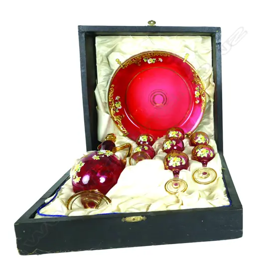 A Venetian glass liqueur set