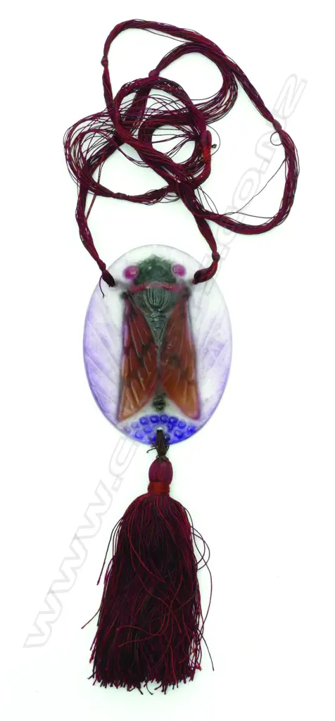 A rare Argy-Rousseau French pate-de-verre Art Glass 'Cigal' Cicada pendant/necklace Image 1++