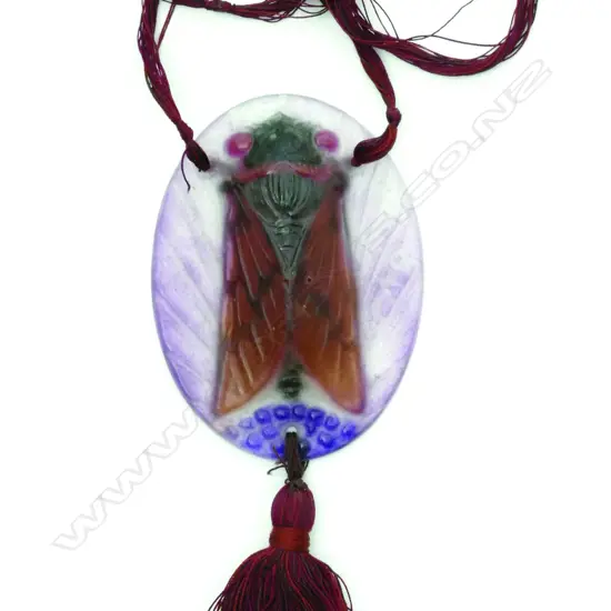 A rare Argy-Rousseau French pate-de-verre Art Glass 'Cigal' Cicada pendant/necklace