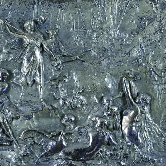 A impressive silver plate WMF Art Nouveau period rectangular wall plaque