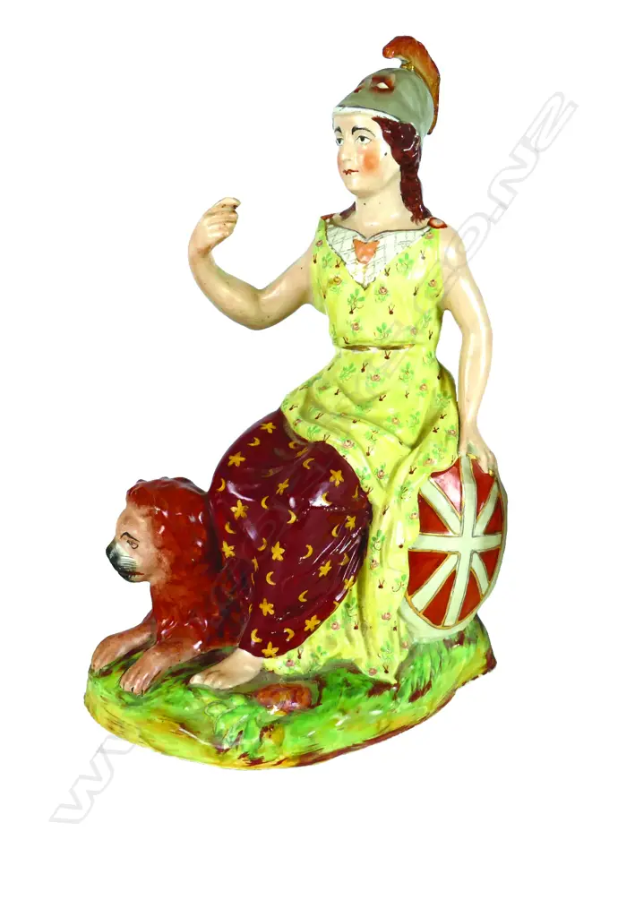 A Georgian Staffordshire figure of seated Britannia Image 1++