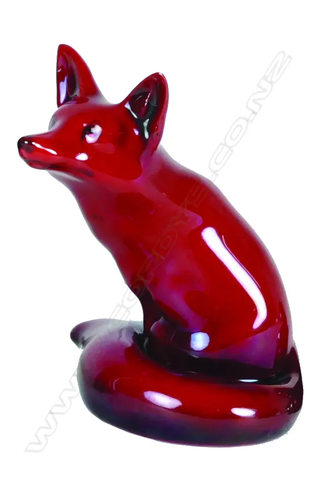 R. DOULTON FLAMBÉ FOX - SITTING Image 1++