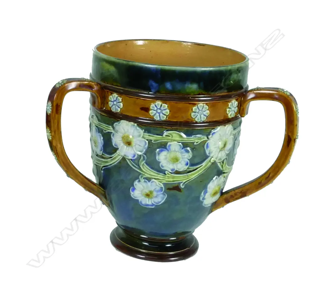 A c.1900 Royal Doulton stoneware Art Nouveau loving cup Image 1++