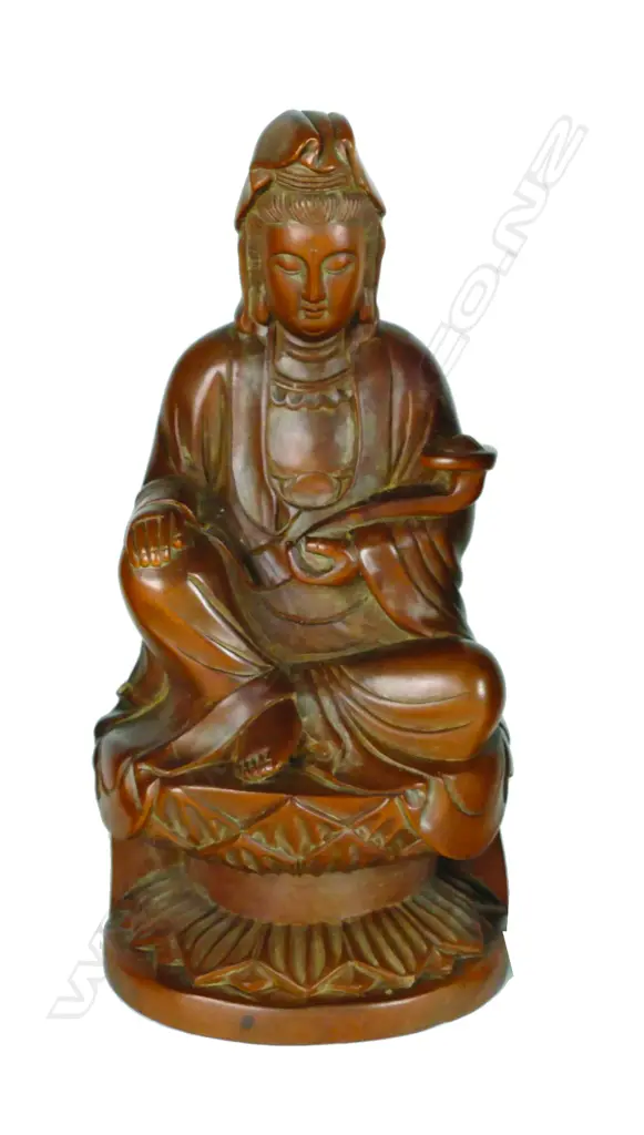A fine carved boxwood statuette of Quanyin Image 1++