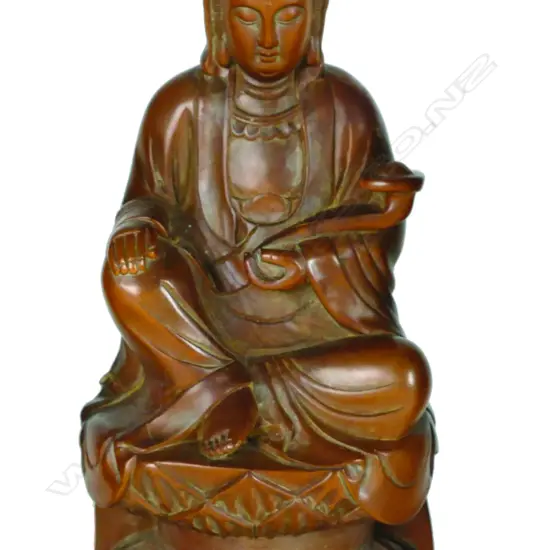 A fine carved boxwood statuette of Quanyin
