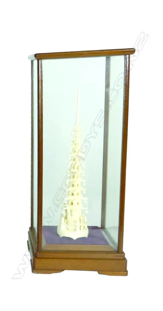 An old carved ivory and bone pagoda sculpture Image 1++