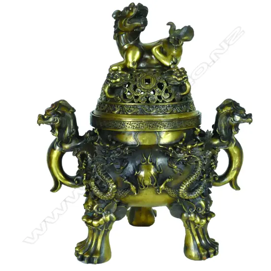 An impressive bronze incense burner