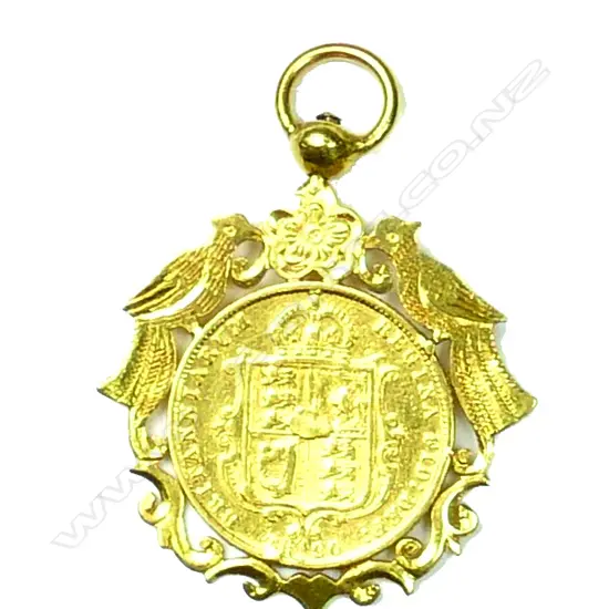 A 22ct gold framed half sovereign