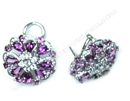 A pair of 18ct. white gold tourmaline and diamond earrings Image 1++
