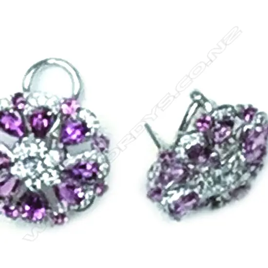 A pair of 18ct. white gold tourmaline and diamond earrings